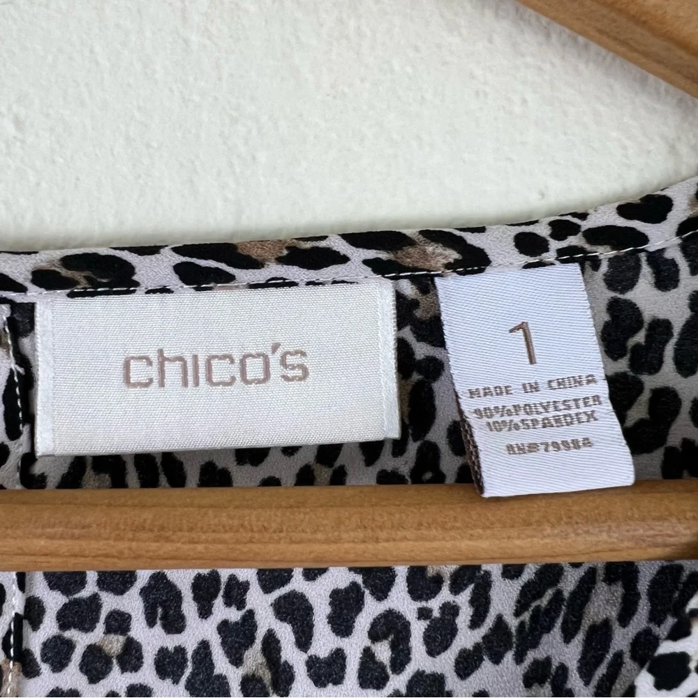 Chico’s Leopard Print Boho Short Sleeve Casual Scoop Neck Top